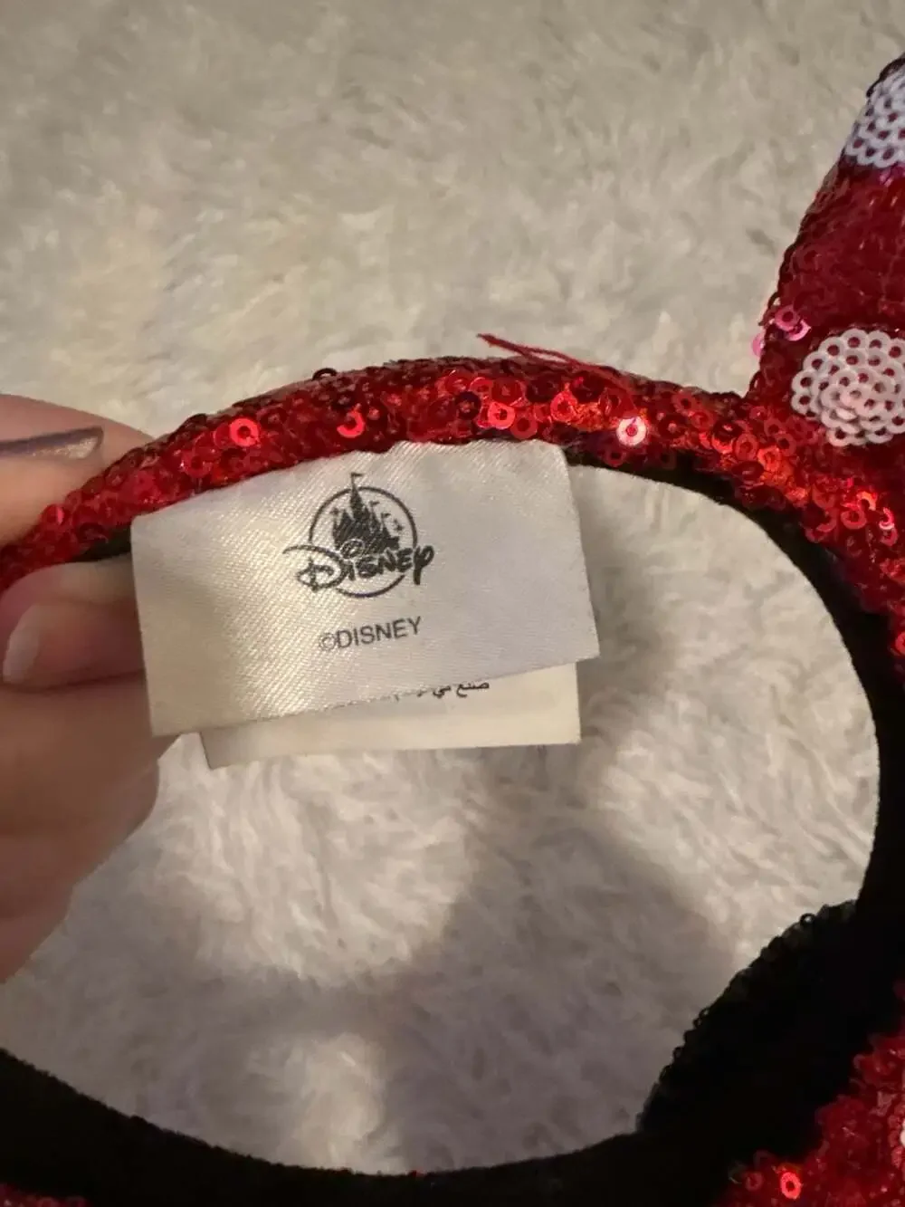 Disney Parks Authentic Red Polka Dot Minnie Mouse Sequin Ear Headband with Black
